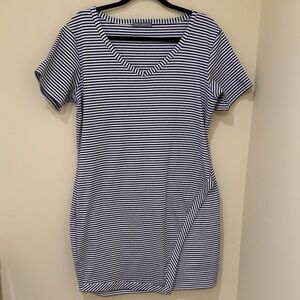 Loveappella Women’s Short Sleeve Striped Women’s Mini Dress Size Large Stretch
